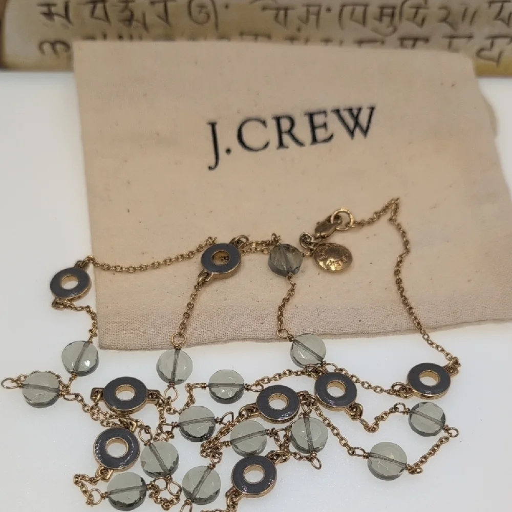 J. Crew Gold and Gray Necklace with Vintage Charm